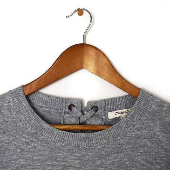 Madewell Laced Back Pullover Sweater in Light Gray - Picture 8 of 13